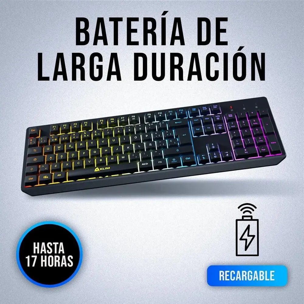 KLIM Chroma Wireless Spanish (España) Keyboard, RGB Backlit Wireless Keyboard